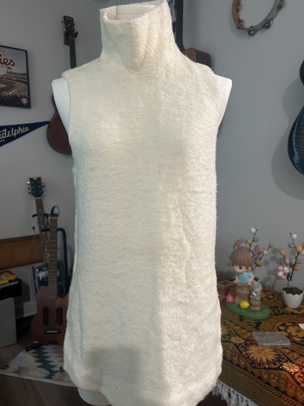 Elizabeth and James Cream Sleeveless Turtleneck Tunic